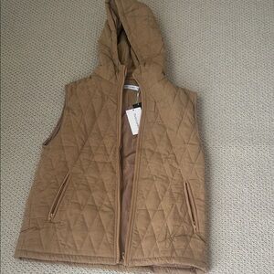 Quilted Tan Hooded Vest